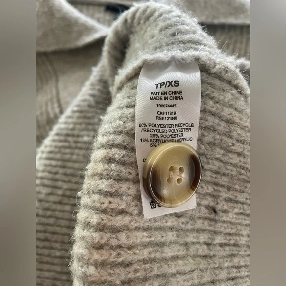 Dynamite Light Gray V-Neck Sweater with Buttons - Picture 4 of 4